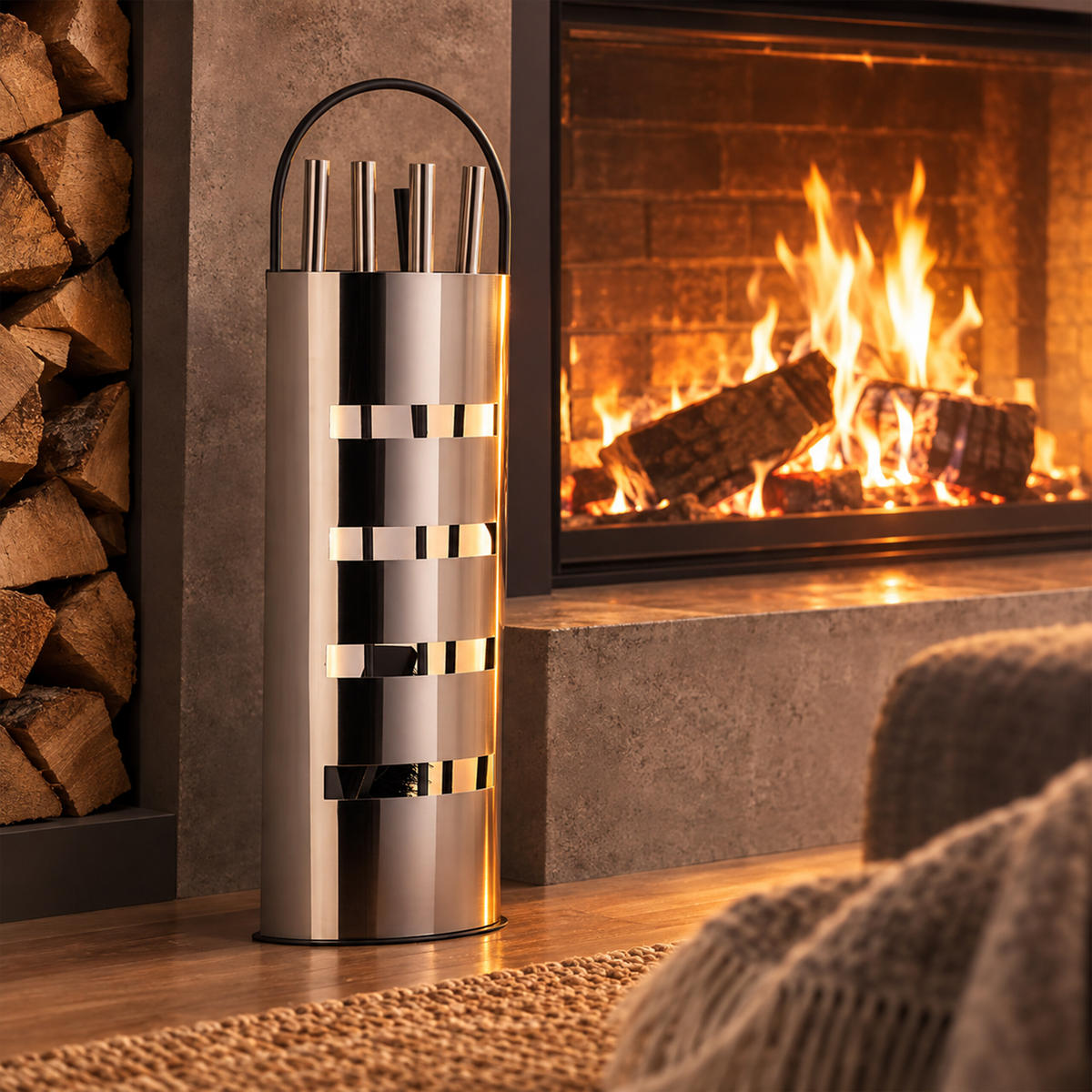 TRUSĂ Argintiu 5-piese inox suport - argintiu, metal (23/66/15cm) - Relaxdays