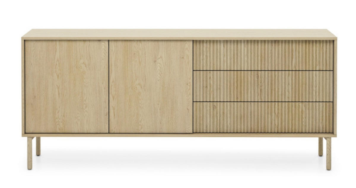 KOMMODE Weiß AVO Gerillt Niedrig 187 cm - Gelb, Holz (187.1/79.8/39.5cm) - Sepro Meble