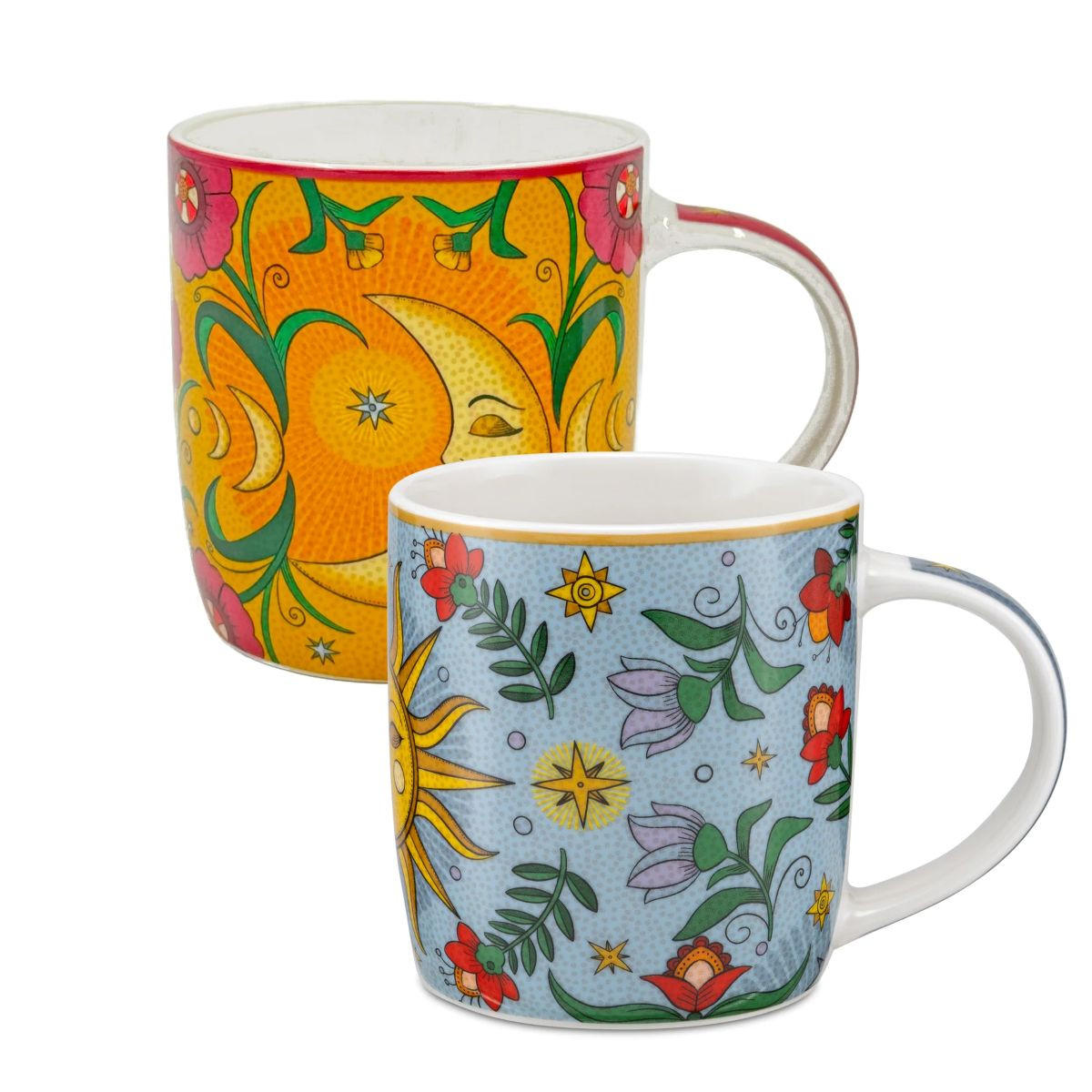 PORZELLANBECHER 2er Set MIRABILIA 350 ml „Sole & Luna“ - Orange, Keramik (0.36L)