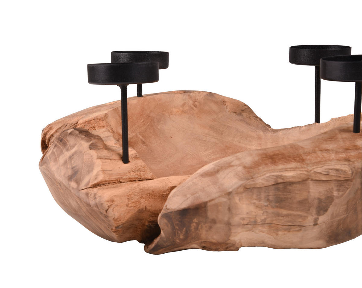KERZENHALTER Leo Teak Natur 15x31x31cm - Hellbraun, Holz (31/15/31cm) - DELUKE