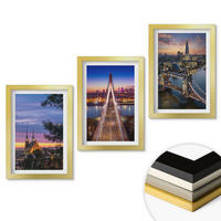 WANDBILDER 3er Set - 20x30 cm Goldrahmen - Ausblicke auf Brücken und Sonnenuntergänge - Goldfarben, Kunststoff (20/30cm) - ArtPrintCave