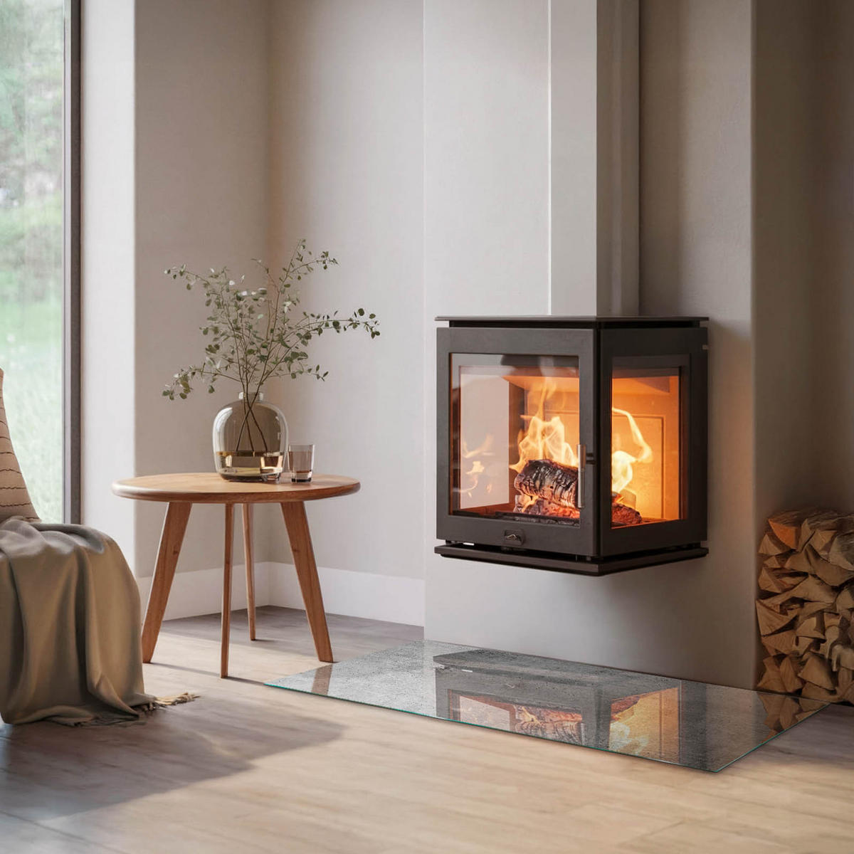 GLASPLATTE für Kamin 120x60 cm - Grau, Glas (120/60/0.4cm) - TULUP