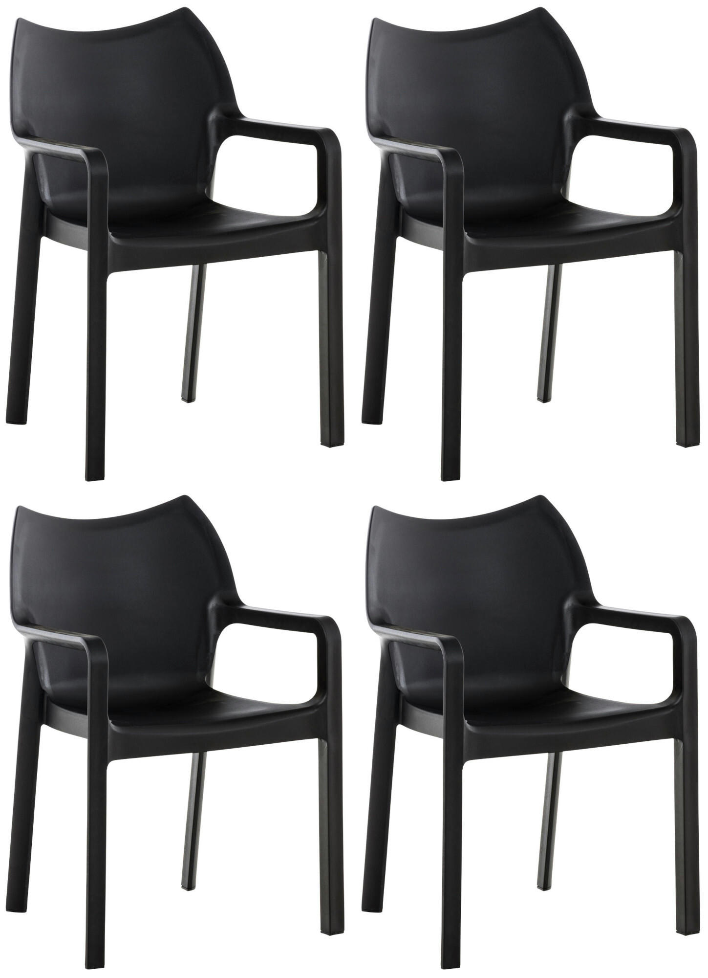 GARTENSTUHL 4er Set Kunststoff schwarz - Schwarz, Kunststoff (57/84/53cm) - CLP
