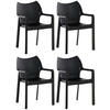 GARTENSTUHL 4er Set Kunststoff schwarz - Schwarz, Kunststoff (57/84/53cm) - CLP
