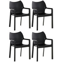 GARTENSTUHL 4er Set Kunststoff schwarz - Schwarz, Kunststoff (57/84/53cm) - CLP