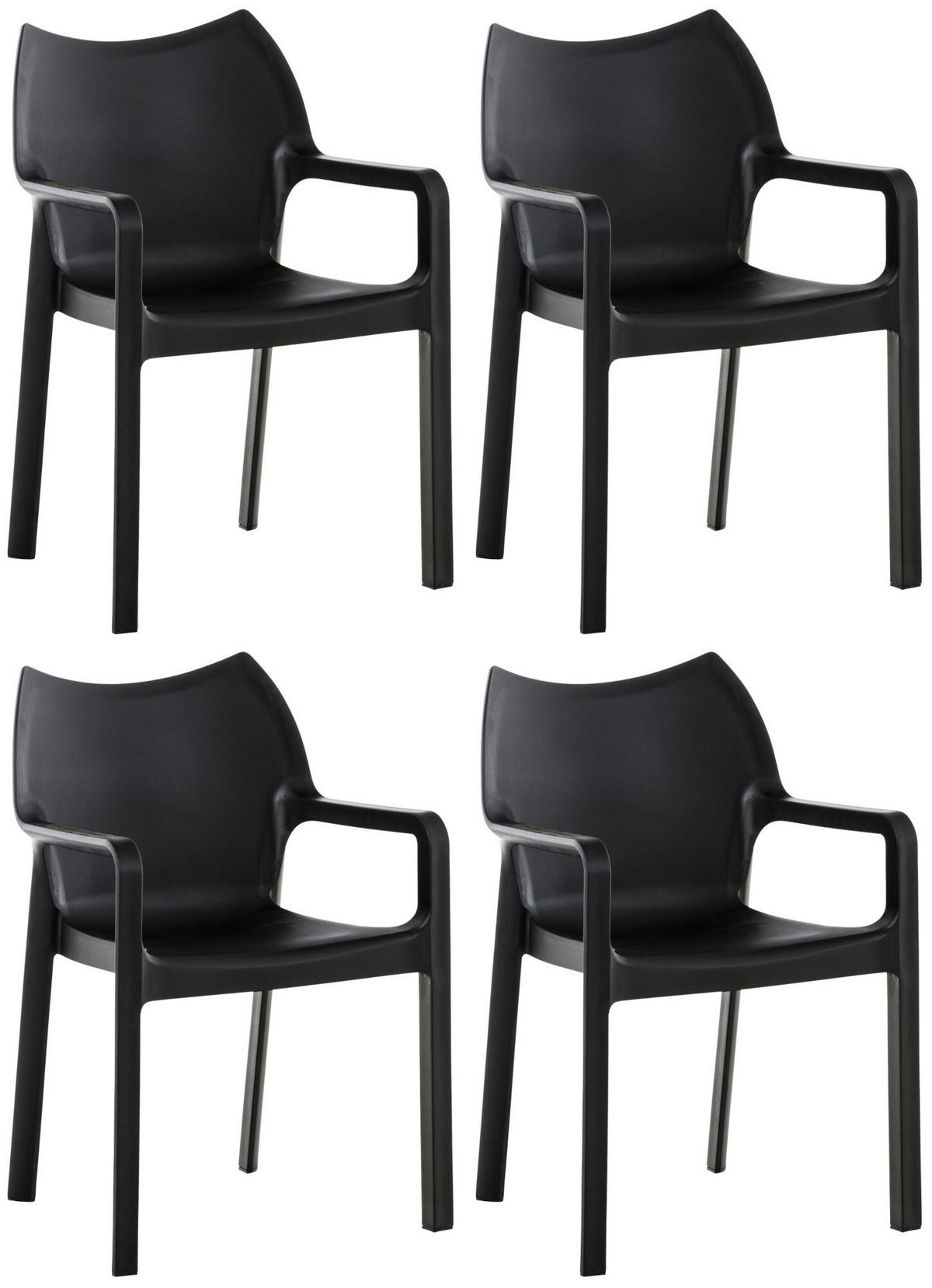 GARTENSTUHL 4er Set Kunststoff schwarz - Schwarz, Kunststoff (57/84/53cm) - CLP