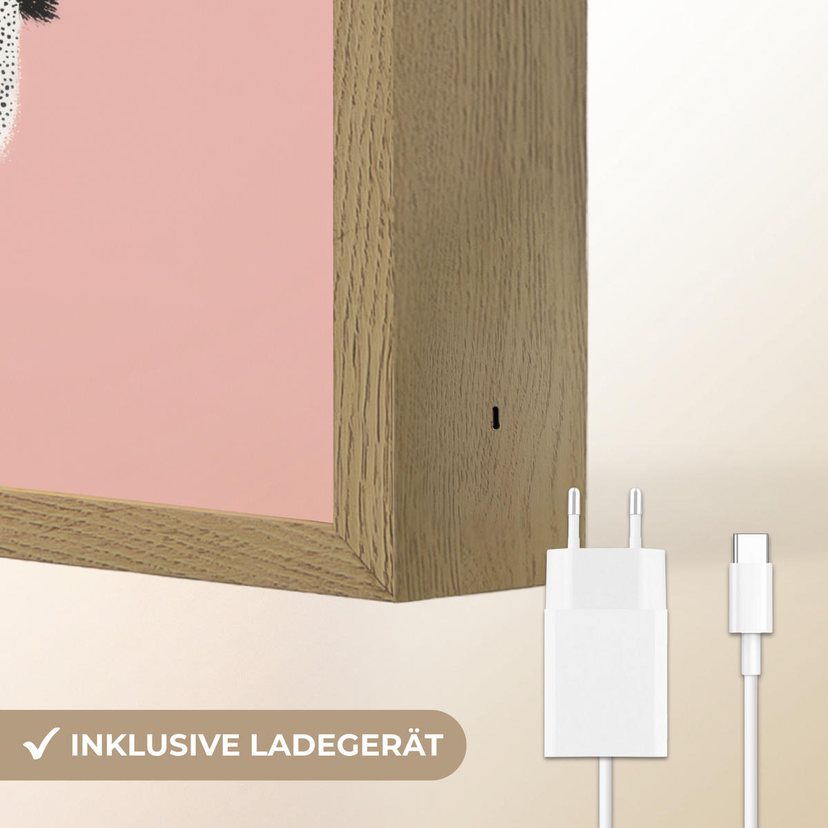 NÁSTĚNNÁ LAMPA S AKUMULÁTOREM Tučňák - Tečky - Minimalistický - Růžový 30x40 cm - růžová, kompozitní dřevo (30/40/8cm) - OnlyWow