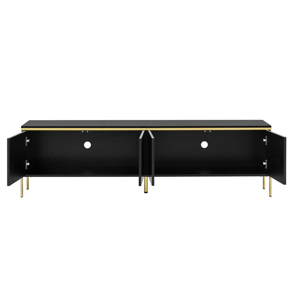 TV-MÖBEL- und Couchtisch-Set 170/38/50 + 100/50/36 cm aus Holzwerkstoff mit Stauraum und Schubladen, hochglänzend, Schwarz - Schwarz, Holzwerkstoff (170/50/38cm) - Redom