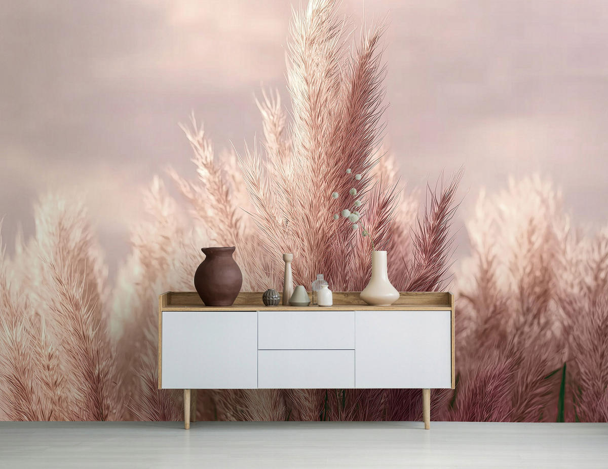 FOTOTAPETE Gras Boho Natur 200x140 - Multicolor, Papier (200/140cm) - Wallarena