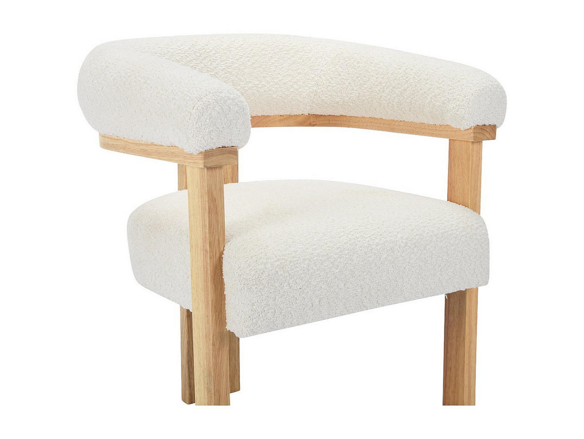 STUHL mit Armlehnen 2er-Set - Bouclé-Stoff & Kautschukholz - Weiß & Holzfarben - LIVELIA - Naturfarben, Textil (60/78/64cm) - Pascal Morabito