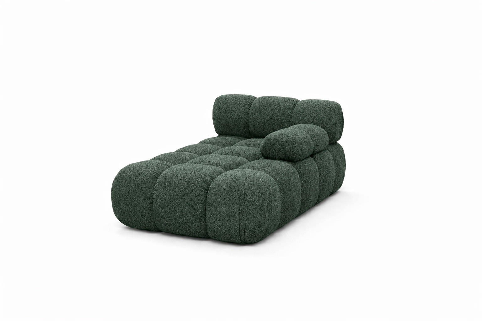 CHAISELONGUE Modular, Bouclé-Stoff Abriamo, Dunkelgrün, Rechts, Selia - Dunkelgrün/Olivgrün, Holz (95/70/160cm) - Kaiser Möbel