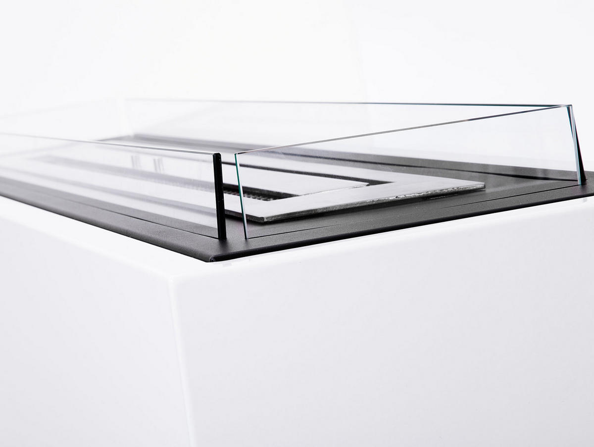 BIOETHANOL-KAMIN Weiß Bodenmodell inklusive 5 L Brennblock - Weiß, Metall (130/60/35cm) - Purline