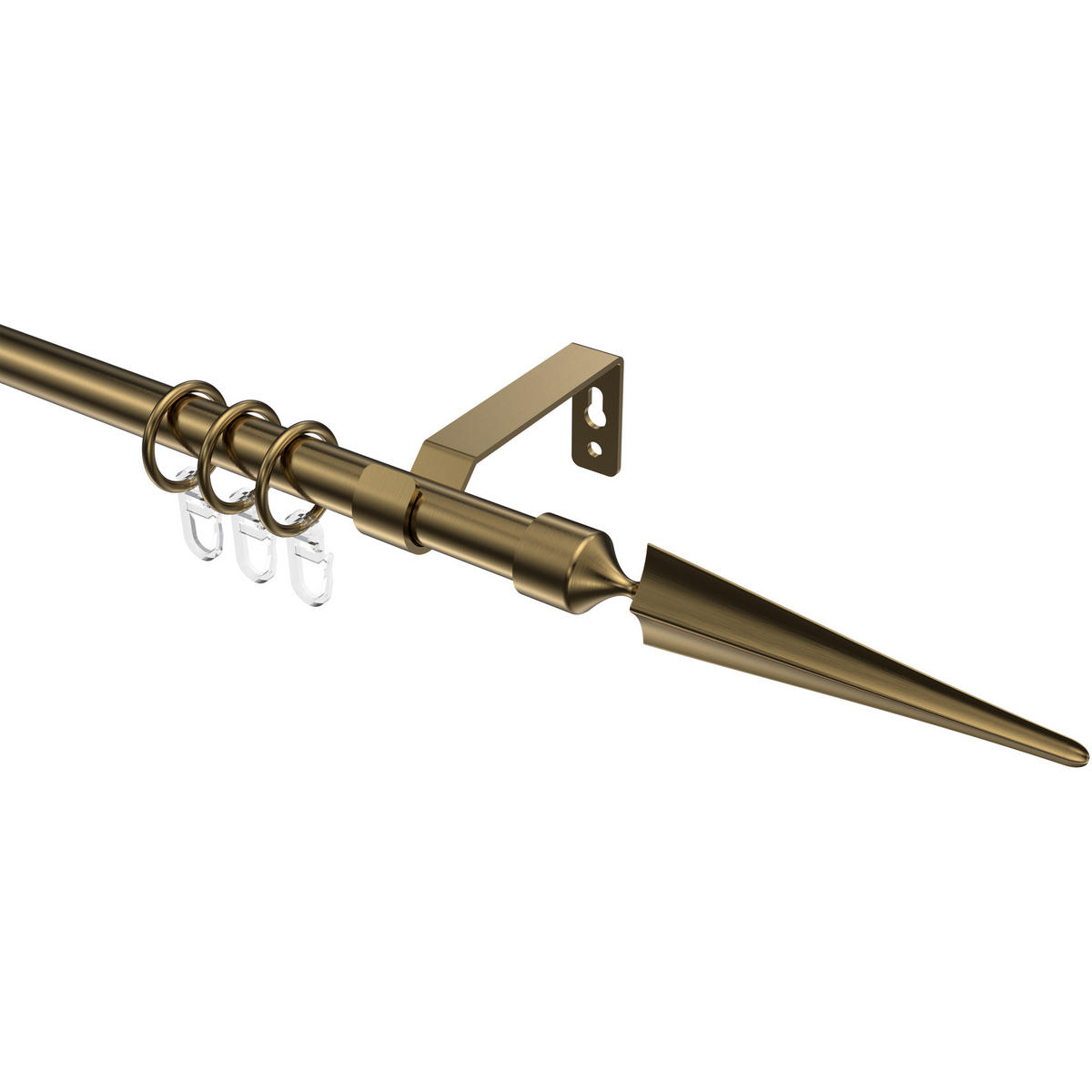 GARDINENSTANGE Olymp Lorenzo 320 cm (geteilt in 2 x 160 cm), 1-läufig, 16 mm Ø Messing Antik - Messingfarben/Bronzefarben, Metall (320cm) - INTERDECO