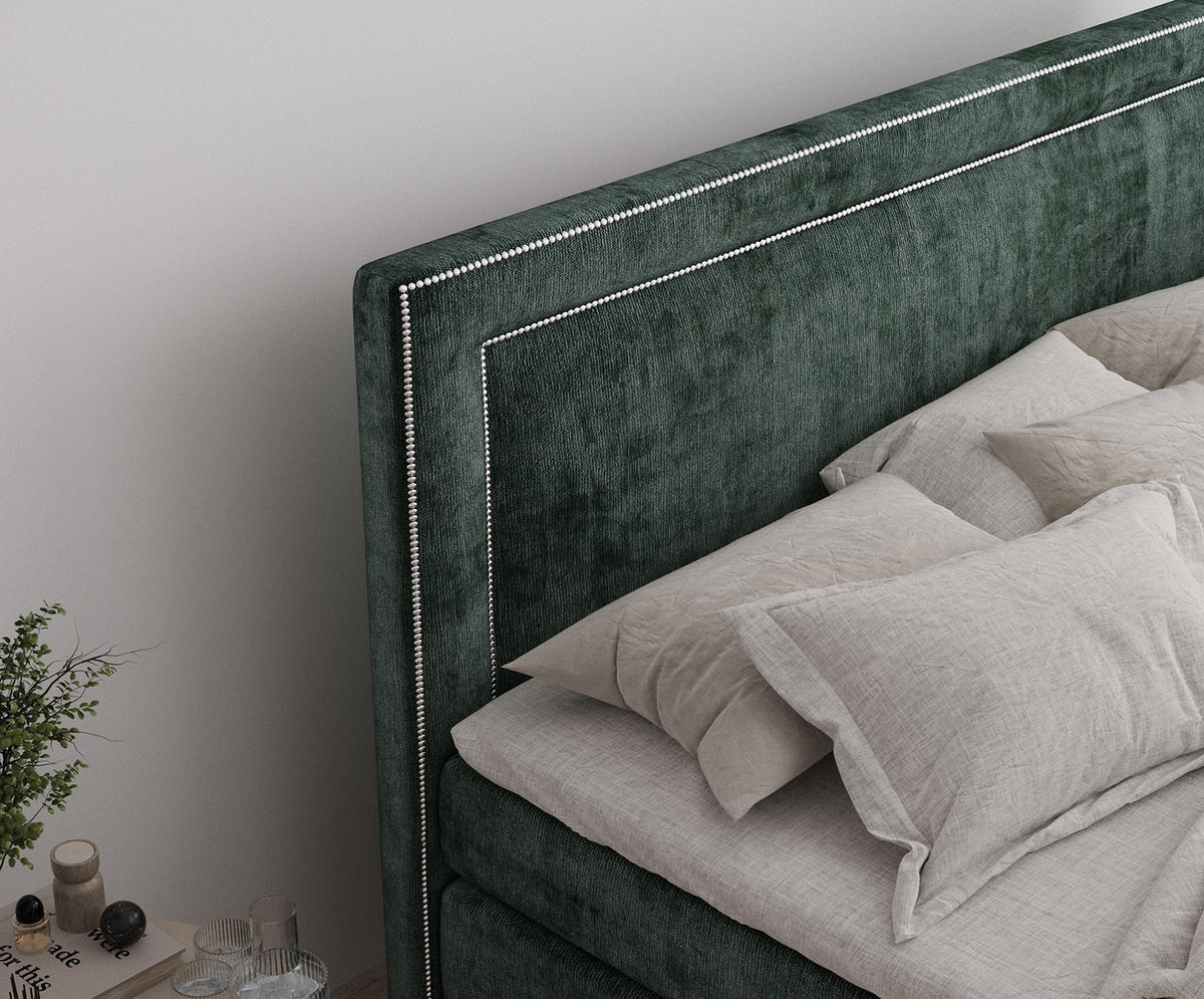 BOXSPRINGBETT Luxora Grün 160/200 cm - Schwarz/Grün, Holz/Holzwerkstoff (160/200cm) - Maison de Reve