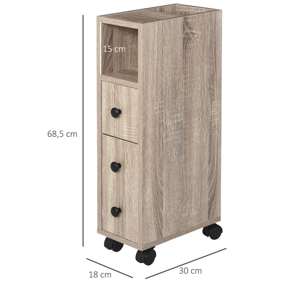 TOILETTENPAPIERHALTER DE-12341 3 Ebenen mit Auslass Eiche hell - Eichefarben, Holzwerkstoff (30/68.5/18cm) - ComfortXL