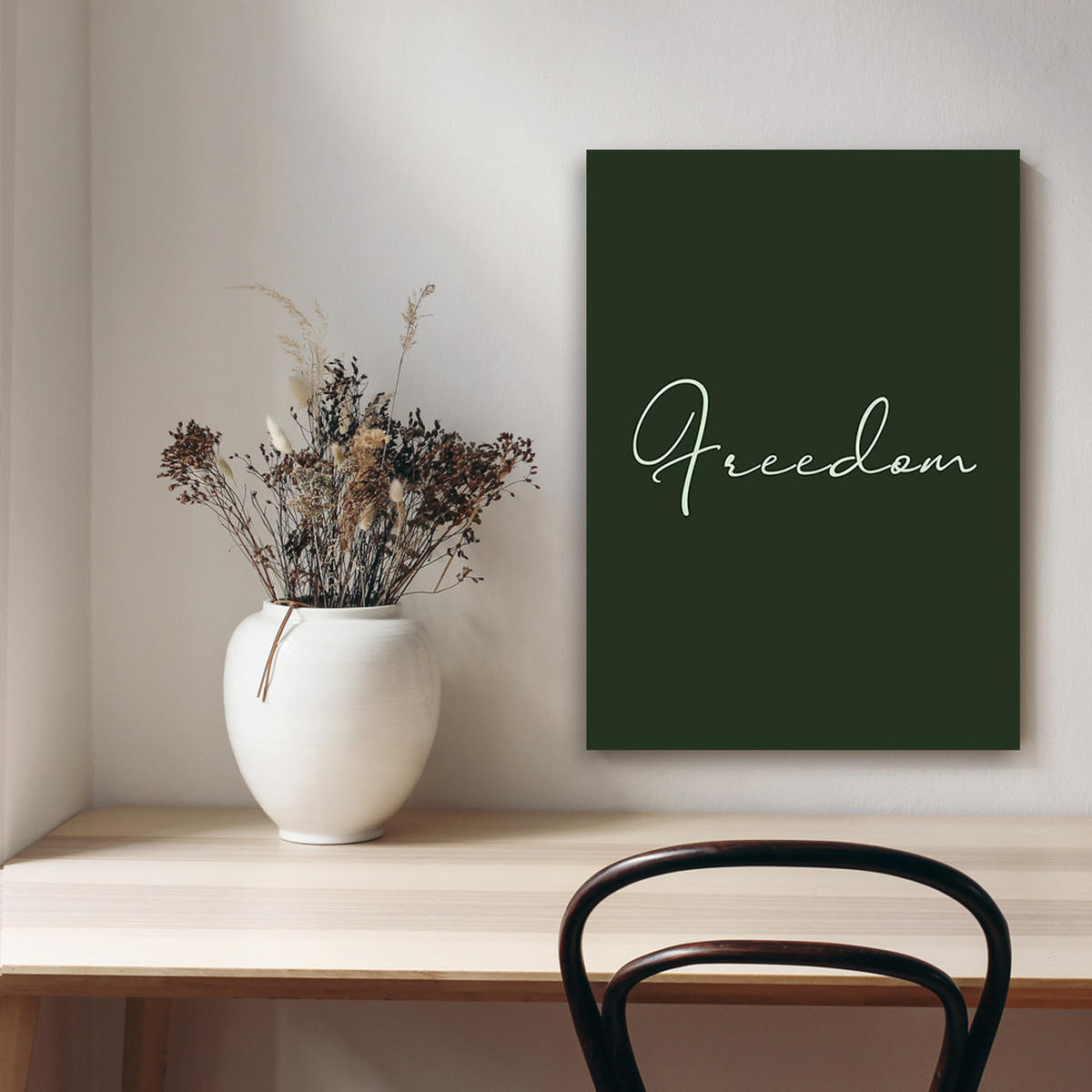 WANDBILD inschrift freiheit - Grün, Textil (40/60cm) - Feeby