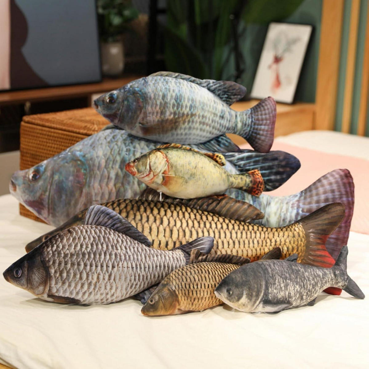 PLÜSCHKISSEN Fisch 30 cm - Braun, Textil (10/30cm)