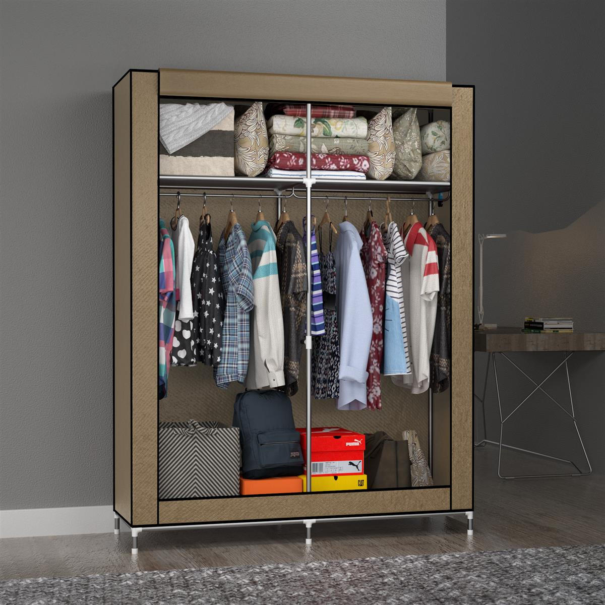 STOFFSCHRANK - Beige, Textil (108/170/45cm) - Intirilife