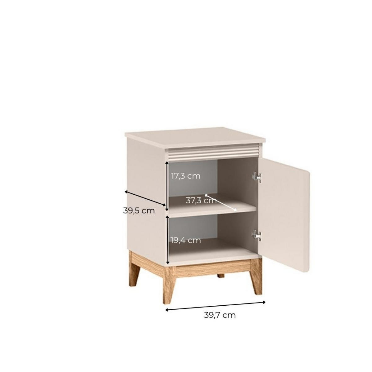 NACHTTISCH Windsor W-11 45 x 62 x 40,5 cm Kaschmir - Kaschmir/Eichefarben, Eichenholz/Holzwerkstoff (45/62/40.5cm) - Koseto