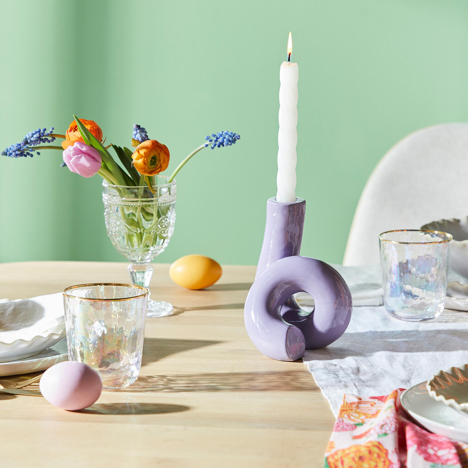 KERZENHALTER Rotate - Violett, Keramik (12/16/12cm) - BUTLERS