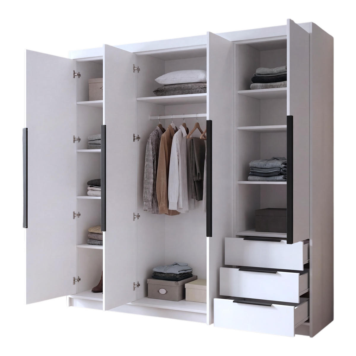 DREHTÜRENSCHRANK VIVO 200 cm Farbe: Sonoma | Weiß | Weiß - Braun/Weiß, Holzwerkstoff/Metall (200/215/59.5cm) - A&J MöbelLand