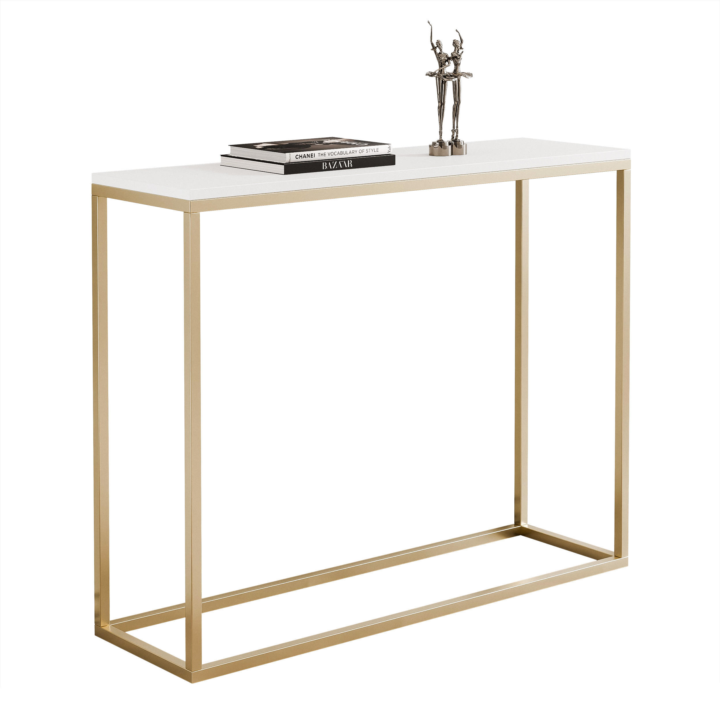 KONSOLENTISCH IRMA in 80/30/80 cm, Gold / Weiß matt - Goldfarben/Weiß, Holzwerkstoff/Metall (30/80/80cm) - Idohome
