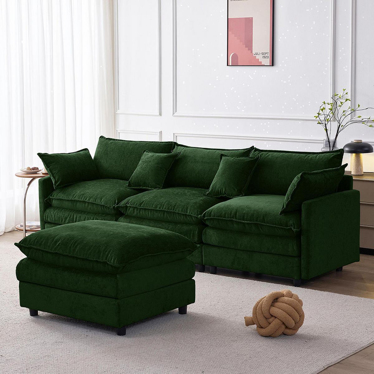 CANAPEA DE COLȚ-Canapea în L confortabilă pentru apartamente mici, Verde - verde, material textil (154/267cm) - KOMHTOM