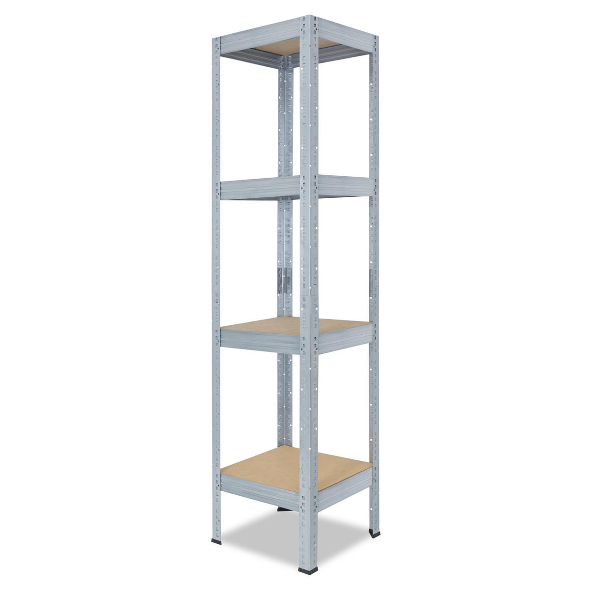 SCHWERLASTREGAL PRO 155x50x50 cm in verzinkt mit 4 Böden und 200 kg Traglast pro Boden - Silberfarben, Metall (50/155/50cm) - shelfplaza