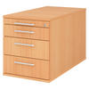 ROLLCONTAINER - mit 3 Schubladen 80/42,8/51,2 cm in Buchefarben Relinggriff (Kunststoff) - Buchefarben, Holzwerkstoff (42.8/51.2/80cm) - bümö
