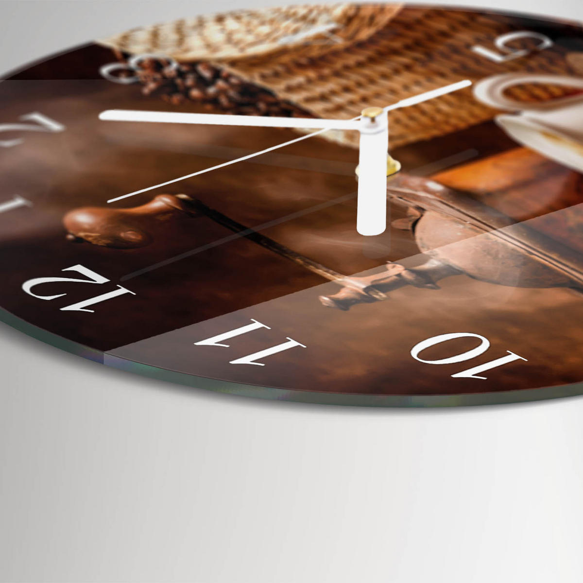 WANDUHR fi30 cm - Tasse Kaffee - Braun, Glas (30/30/0.4cm) - TULUP