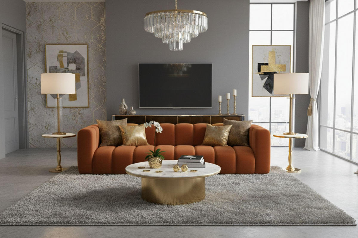 COUCH, Viersitzer-Sofa Grand, Veloursstoff Salvador, Braun - Braun, Holz (290/70/93cm) - Kaiser Möbel