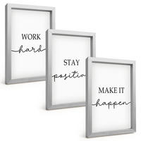 BILDER SET 3er Set - 20x30 cm Silberner Rahmen - Minimalistische Motivationsinschriften - Silberfarben, Kunststoff (20/30cm) - TULUP