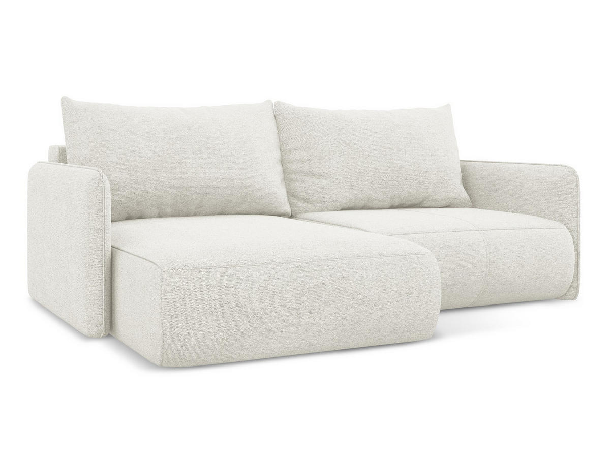 ECKSOFA mit Schlaffunktion Chenille Stoff Weiß - Schwarz/Weiß, Kunststoff/Textil (148/207cm) - Makamii