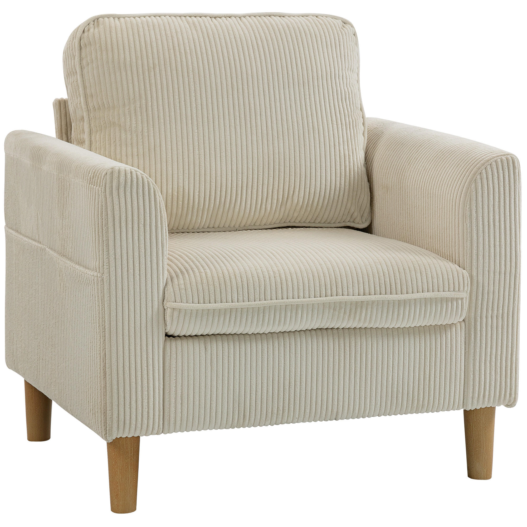 SESSEL DE-13500 1-Sitzer mit Federkern, Kordelsamt Beige - Beige, Textil (74/87/83cm) - ComfortXL