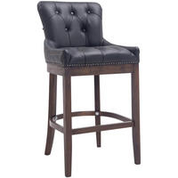 BARHOCKER Lakewood Massivholz 109x55x57 cm schwarz - Schwarz, Leder (55/109/57cm) - furnicato
