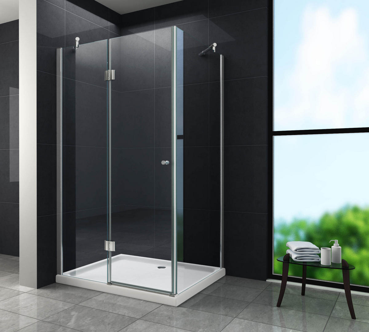 DUSCHKABINE NOVUM Klar 100 x 80 x 195 cm 8 mm ESG - Klar, Glas (80/100/195cm) - Glasdeals
