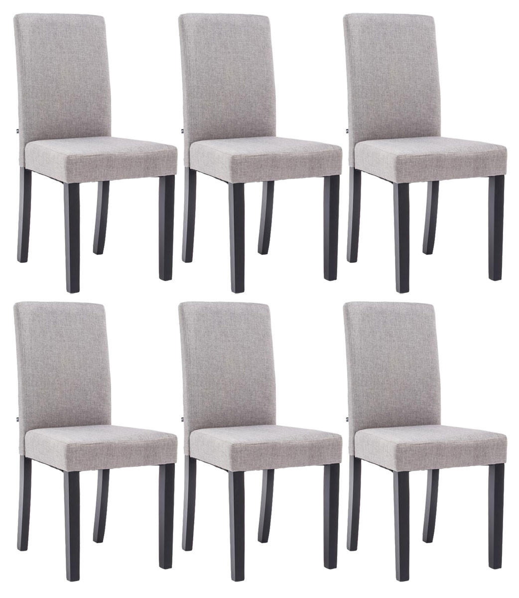 STUHL 6er Set Stoff hellgrau - Hellgrau/Schwarz, Holz/Textil (41/91/47cm) - CLP