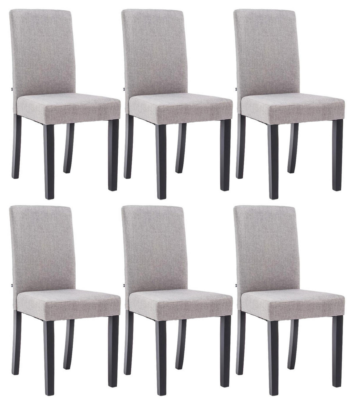 STUHL 6er Set Stoff hellgrau - Hellgrau/Schwarz, Holz/Textil (41/91/47cm) - CLP