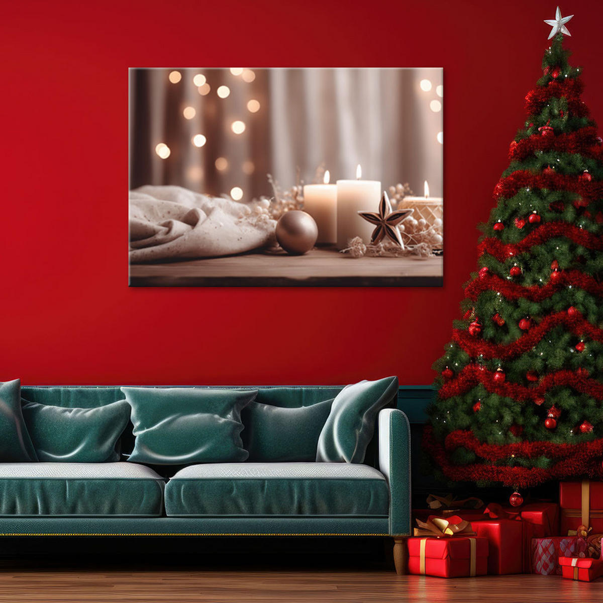 WANDBILD weihnachtsdekoration - Beige, Textil (60/40cm) - Feeby