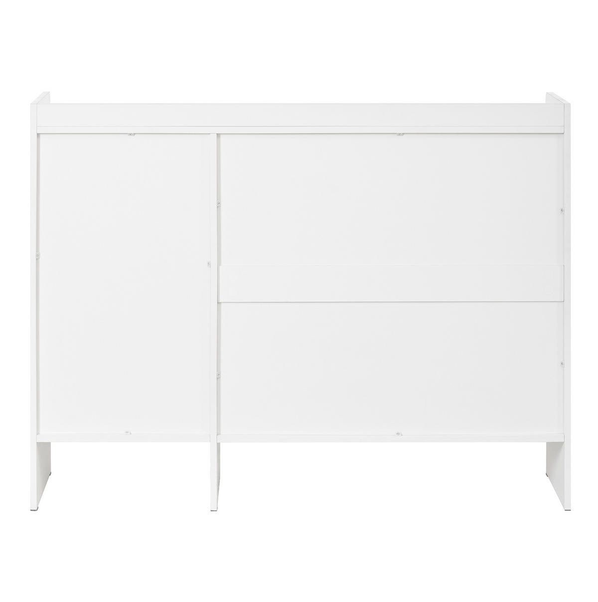 SCHUHSCHRANK 120/35/90 cm in Weiß mit 3 Türen, 2 Schubladen und Kippsicherung - Weiß, Holzwerkstoff (120/90/35cm) - Flora Grace