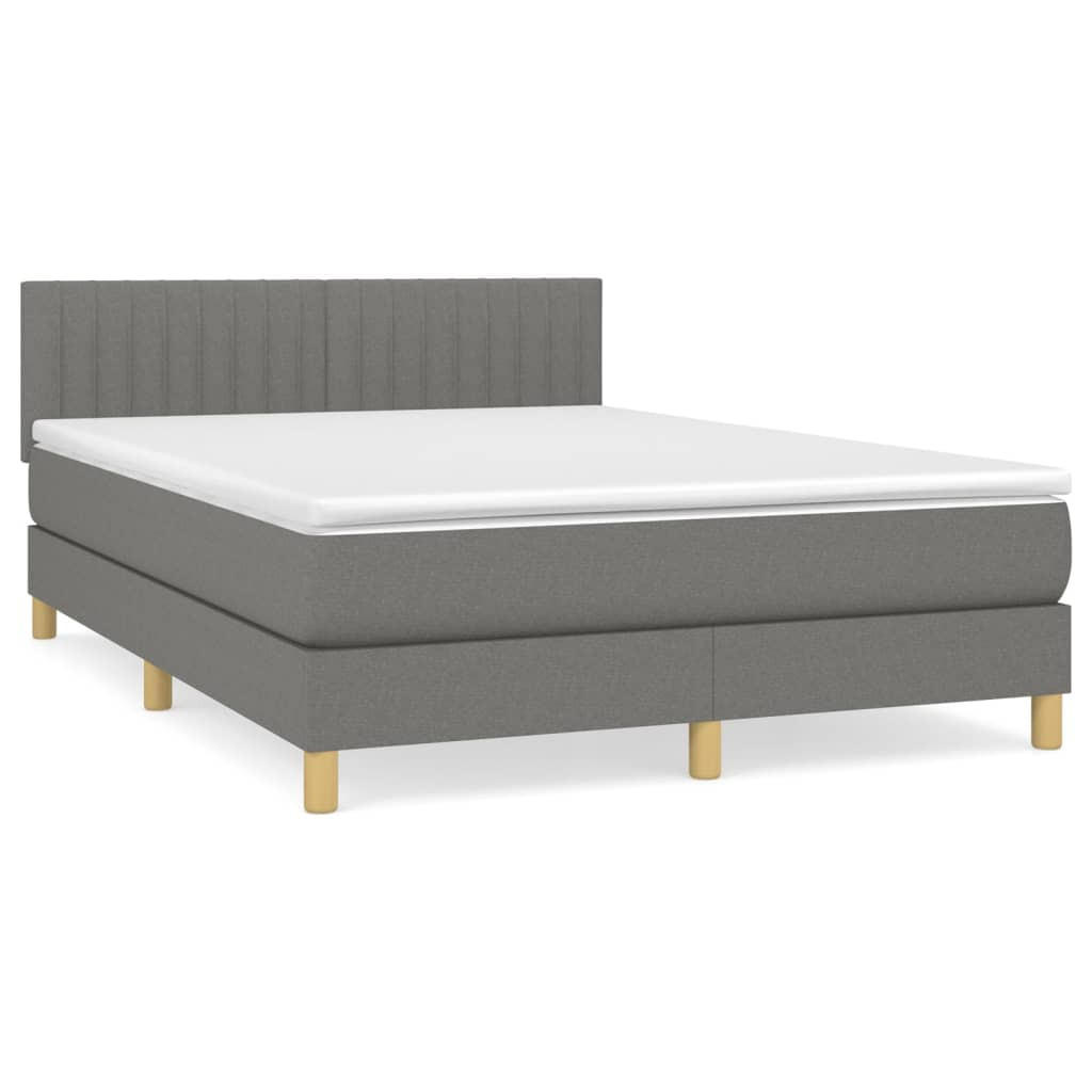 BOXSPRINGBETT Mit Matratze Dunkelgrau 140/200 Cm Stoff - Weiß, Textil (140/200cm) - vidaXL