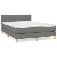 BOXSPRINGBETT Mit Matratze Dunkelgrau 140/200 Cm Stoff - Weiß, Textil (140/200cm) - vidaXL