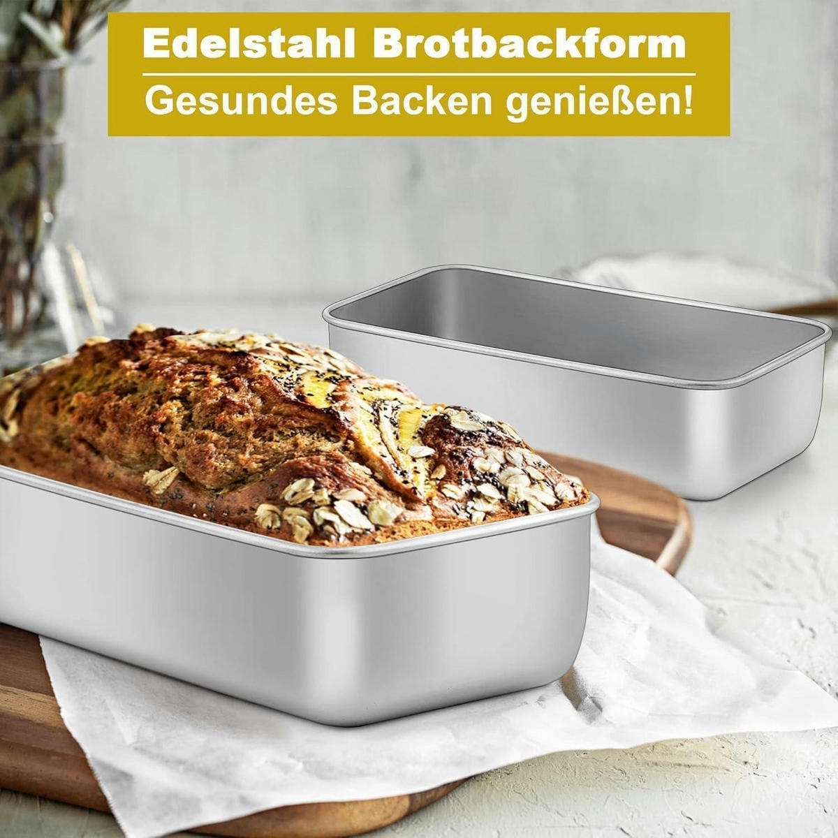 BROTBACKFORM 2er Set Edelstahl 23.6 x 12.7 x 6.3 cm - Silberfarben, Metall (12.7/6.2/23.4cm)
