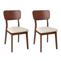 ESSZIMMERSTUHL 2er-Set Dunkler Holzfarbton Minier - Dunkelbraun/Beige, Holz (46/85/51cm) - Beliani