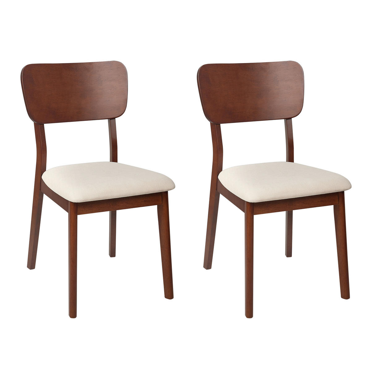 ESSZIMMERSTUHL 2er-Set Dunkler Holzfarbton Minier - Dunkelbraun/Beige, Holz (46/85/51cm) - Beliani