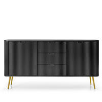 KOMMODE Zova Schwarz, Goldene Beine, Kombikommode - Goldfarben/Schwarz, Holzwerkstoff/Metall (168/87/39cm) - Bettso