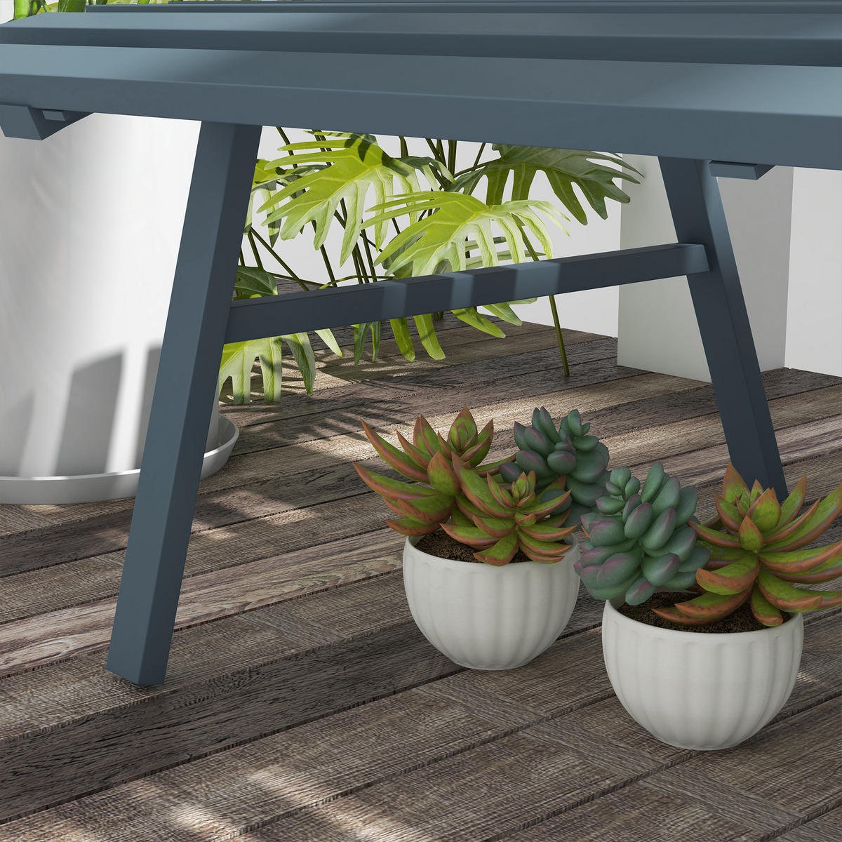 GARTENBANK 123x67x79 cm Alu blau - Blau, Metall (123/79/67cm) - LEBENLANG