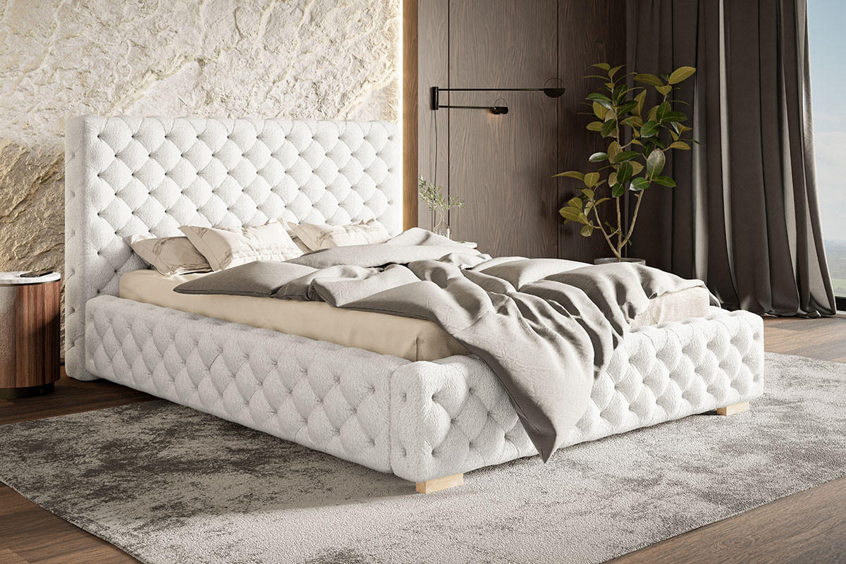 BETT Mlecki BEN 15 Mit Bettkasten 180x200 cm - Ecru, Textil (180/200cm) - Sepro Meble