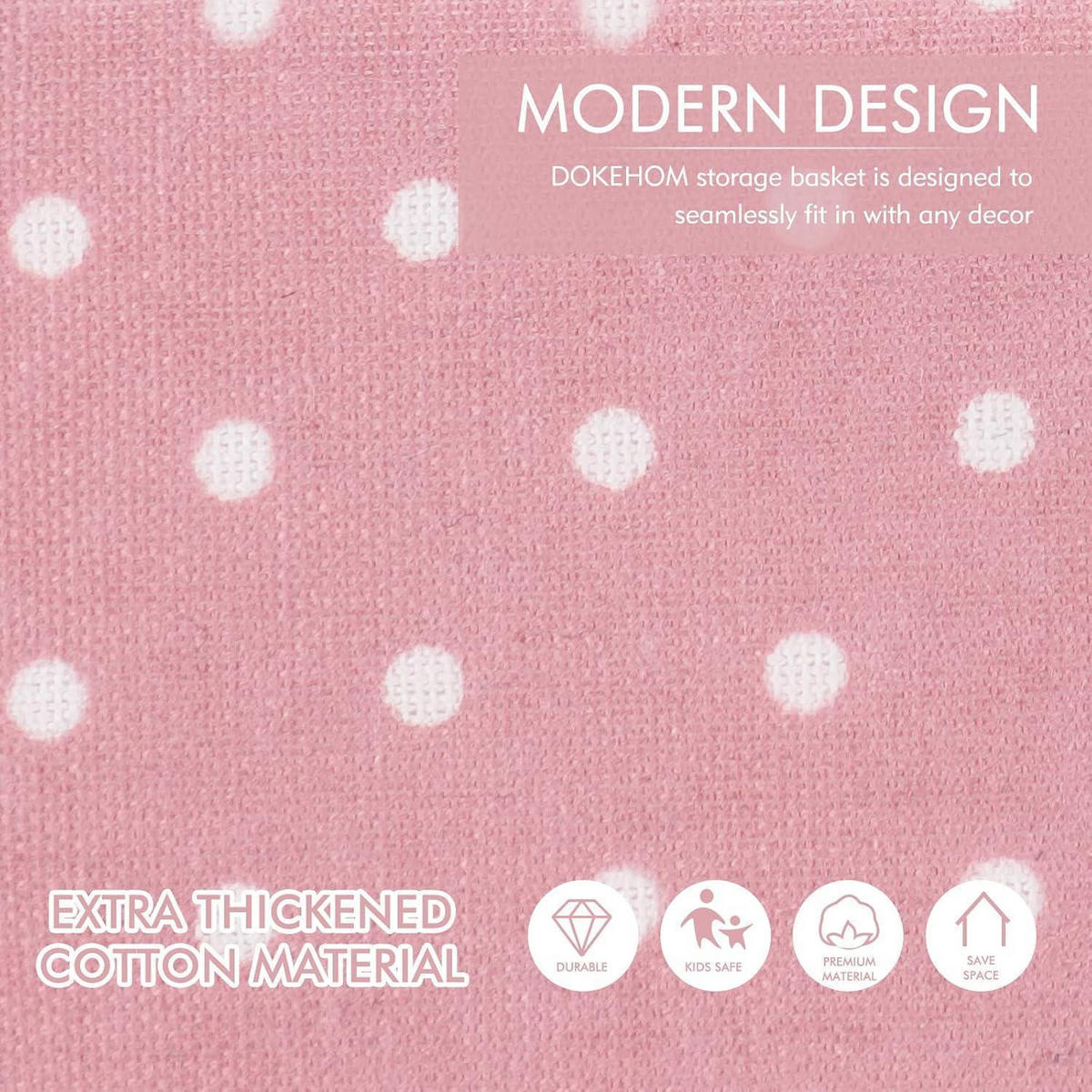 WÄSCHEKORB mit Tunnelzug 61 cm Rosa Tupfen - Rosa, Textil (40.5/61/40.5cm)