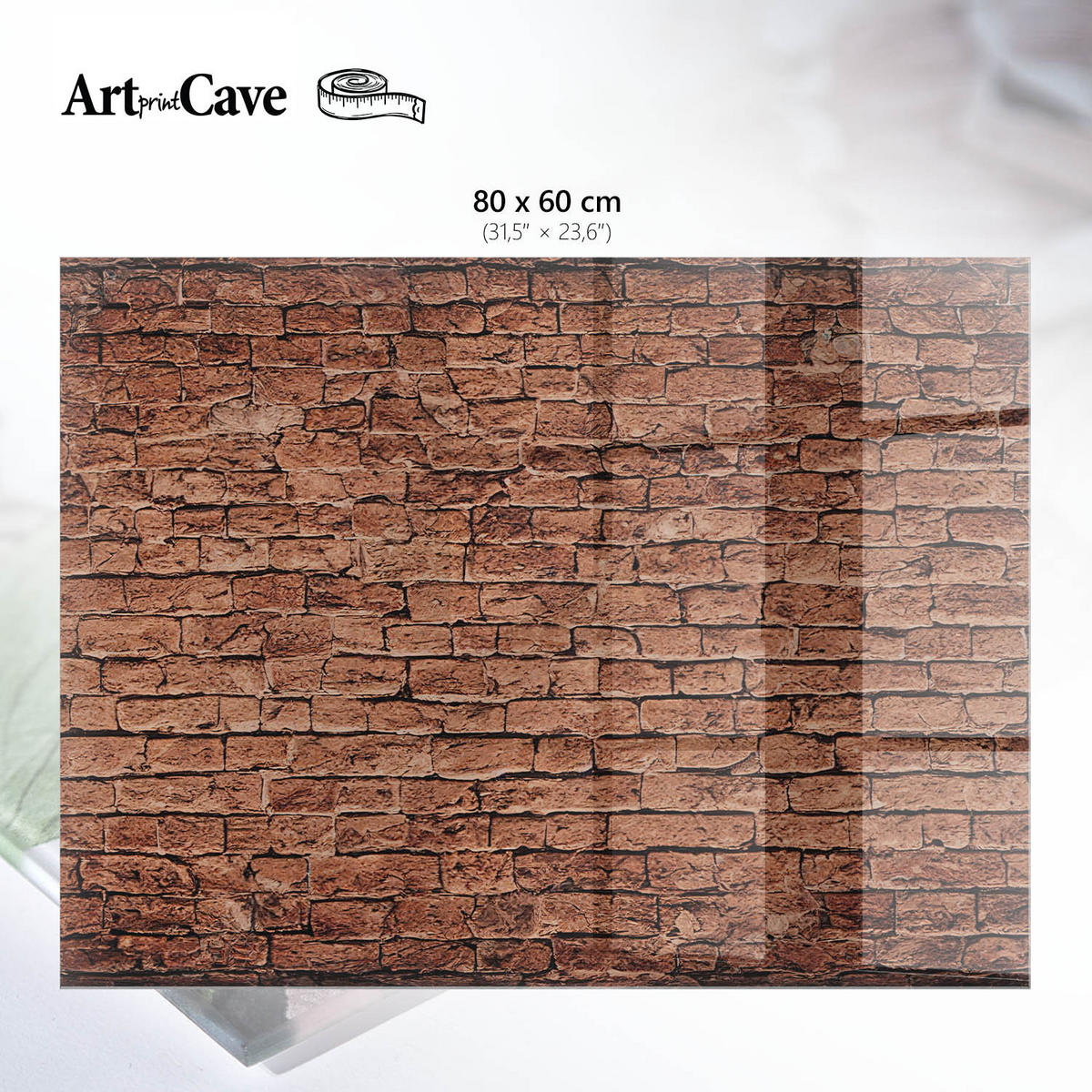 GLASPLATTE 80x60 cm – Ziegelmauer - Dunkelblau, Glas (0.4/80/60cm) - ArtPrintCave